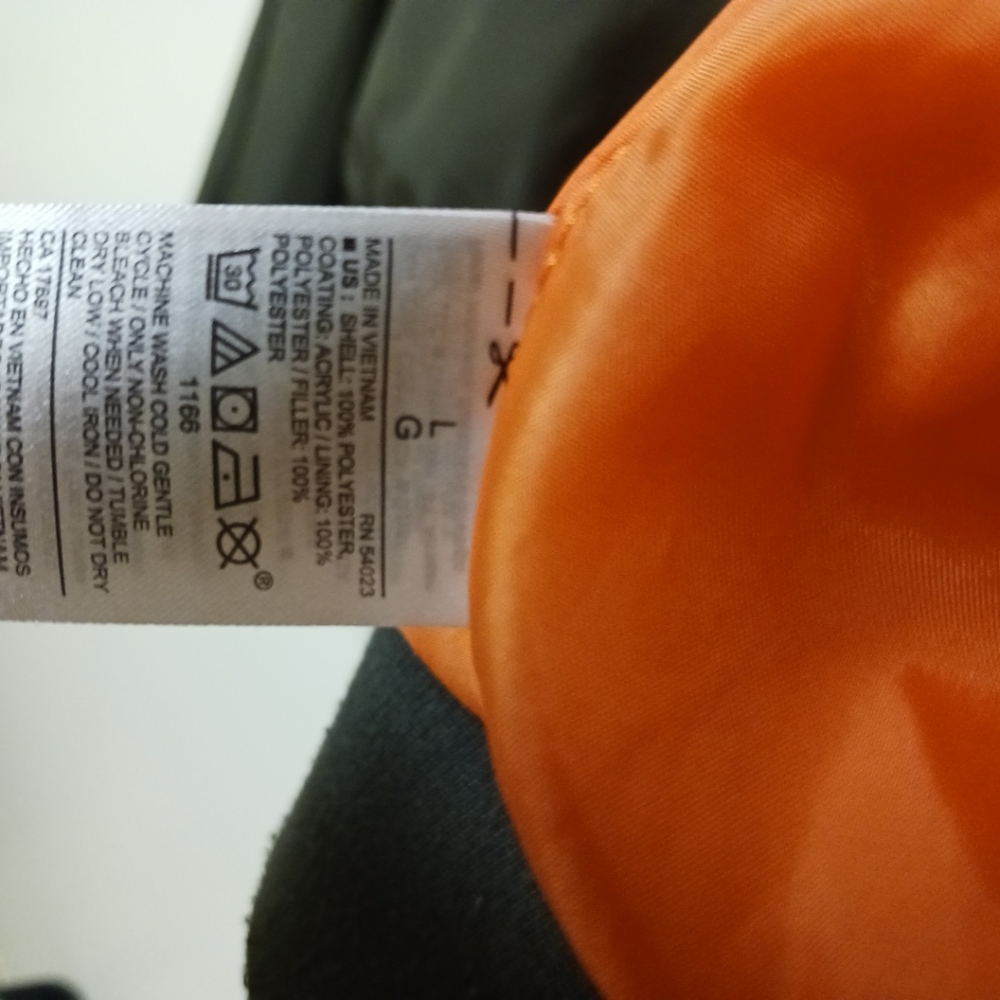Olive Bomber Jacket | Size Large | Old Navy | Orange Lining - Picture 8 of 8